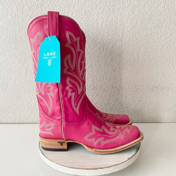 Lane SARATOGA Square Toe Womens Cowboy Boots 11 Hot Pink Western Cowgirl Tall - Picture 2 of 12